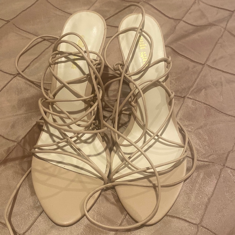 Cult Gaia Soleil Lace up faux bamboo heels, open toe, size 38